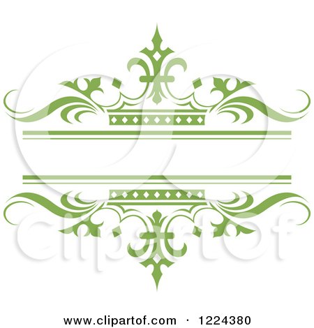 Clipart of a Green Crown and Wave Wedding Frame - Royalty Free Vector Illustration by Lal Perera
