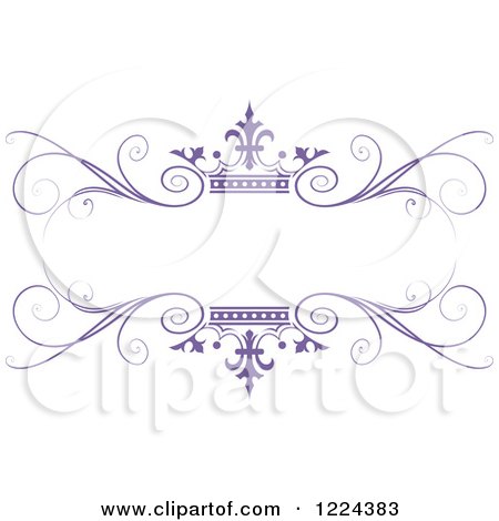Clipart of a Purple Crown and Flourish Wedding Frame - Royalty Free Vector Illustration by Lal Perera
