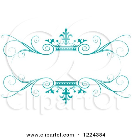 Clipart of a Turquoise Crown and Flourish Wedding Frame - Royalty Free Vector Illustration by Lal Perera