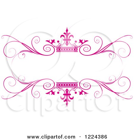 Clipart of a Pink Crown and Flourish Wedding Frame - Royalty Free Vector Illustration by Lal Perera