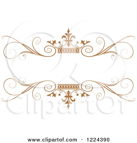 Clipart of a Brown Crown and Flourish Wedding Frame - Royalty Free Vector Illustration by Lal Perera