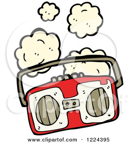 Clipart of a Boom Box with Dust - Royalty Free Vector Illustration by lineartestpilot