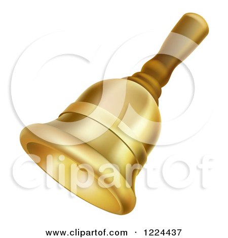 Clipart of a 3d Golden Ringing Handbell - Royalty Free Vector Illustration by AtStockIllustration