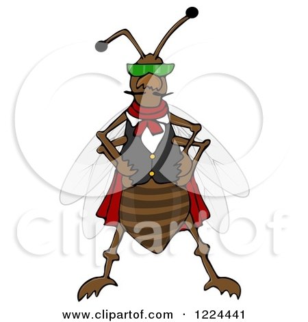 Clipart of a Cool Bug Wearing a Vest and Sunglasses - Royalty Free Illustration by djart