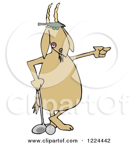 Clipart of a Golfer Goat Pointing - Royalty Free Illustration by djart