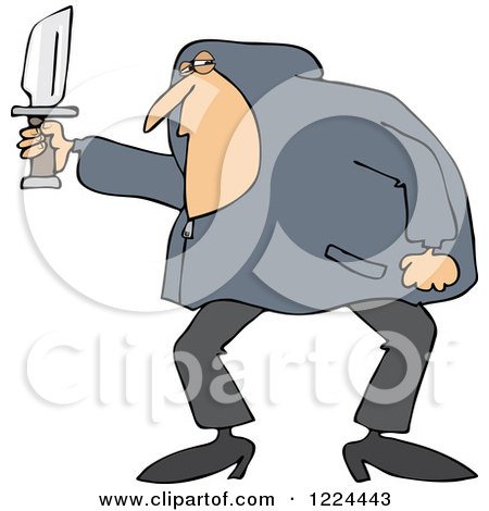 Clipart of a White Man in a Hoodie, Holding a Knife - Royalty Free Vector Illustration by djart