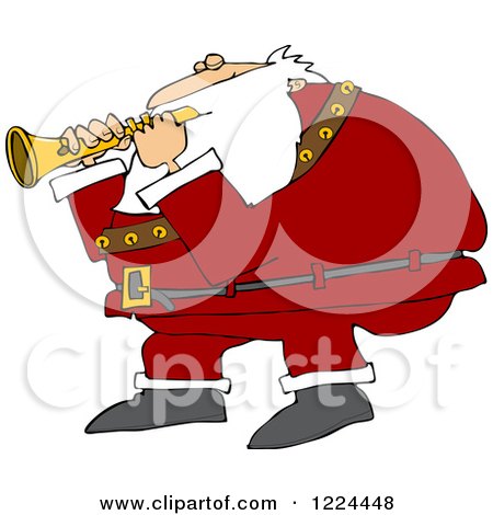 Clipart of Santa Playing a Flute - Royalty Free Vector Illustration by djart