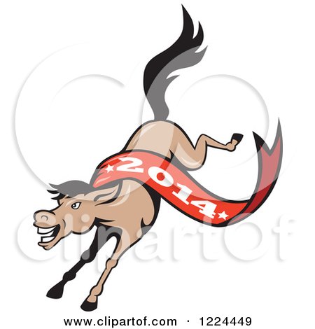 Clipart of a Running Horse with a Year 2014 Banner - Royalty Free Vector Illustration by patrimonio