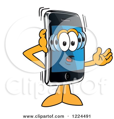 Clipart of a Confused Smart Phone Mascot Character - Royalty Free Vector Illustration by Mascot Junction