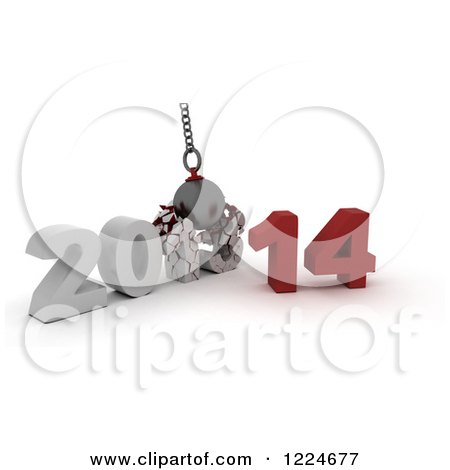Clipart of a 3d 2013 to New Year 2014 Wrecking Ball - Royalty Free Illustration by KJ Pargeter