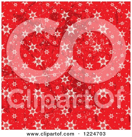 Clipart of a Seamless Red Distressed Snowflake Background - Royalty Free Vector Illustration by KJ Pargeter