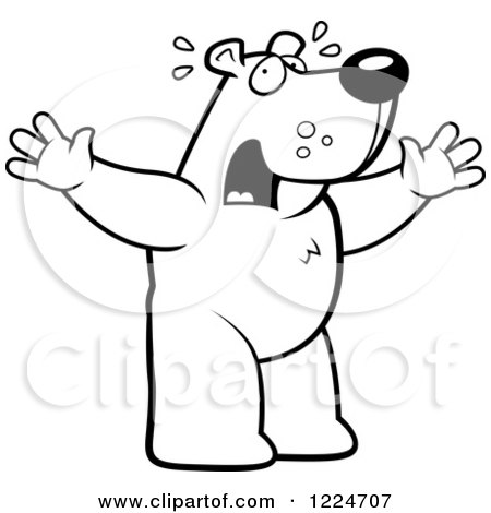 Clipart of an Outlined Panicking Bear - Royalty Free Vector Illustration by Cory Thoman