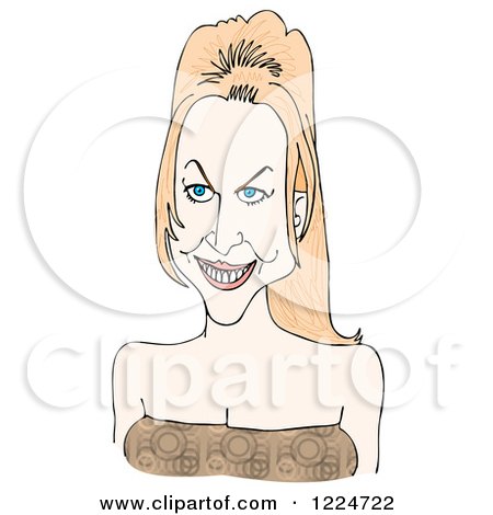 Clipart of a Caricature of Nicole Kidman - Royalty Free Illustration by djart