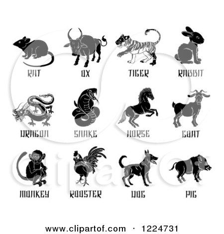 Clipart of Text and Chinese Zodiac Animals - Royalty Free Vector  Illustration by AtStockIllustration #1224731