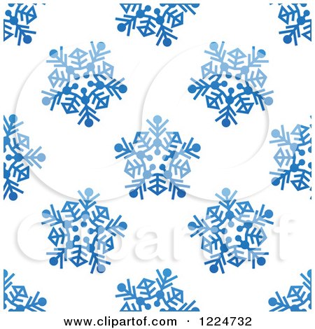 Clipart of a Seamless Pattern Background of Blue Snowflakes 6 - Royalty Free Vector Illustration by Vector Tradition SM