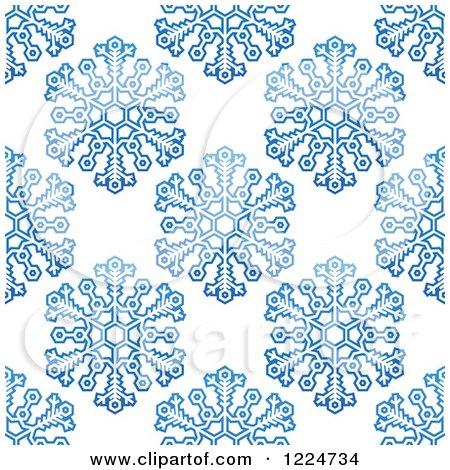 Clipart of a Seamless Pattern Background of Blue Snowflakes 11 - Royalty Free Vector Illustration by Vector Tradition SM