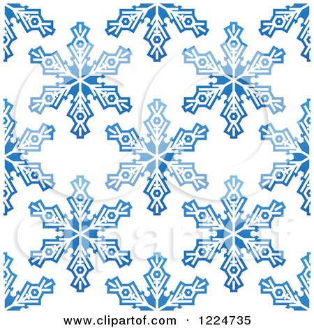 Clipart of a Seamless Pattern Background of Blue Snowflakes 5 - Royalty Free Vector Illustration by Vector Tradition SM