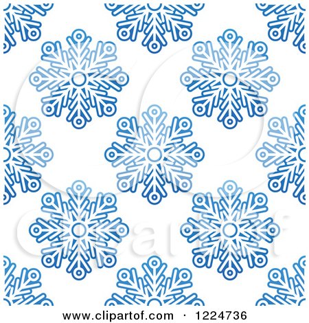 Clipart of a Seamless Pattern Background of Blue Snowflakes 8 - Royalty Free Vector Illustration by Vector Tradition SM