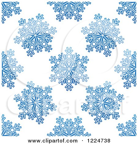 Clipart of a Seamless Pattern Background of Blue Snowflakes 7 - Royalty Free Vector Illustration by Vector Tradition SM