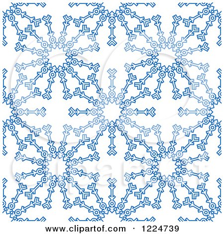 Clipart of a Seamless Pattern Background of Blue Snowflakes 4 - Royalty Free Vector Illustration by Vector Tradition SM