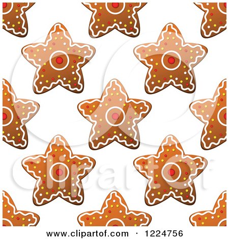 Clipart of a Seamless Background Pattern of Star Shaped Christmas Gingerbread Cookies - Royalty Free Vector Illustration by Vector Tradition SM