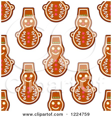 Clipart of a Seamless Background Pattern of Snowman Shaped Christmas Gingerbread Cookies - Royalty Free Vector Illustration by Vector Tradition SM