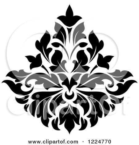 Clipart of a Black and White Floral Damask Design 33 - Royalty Free Vector Illustration by Vector Tradition SM
