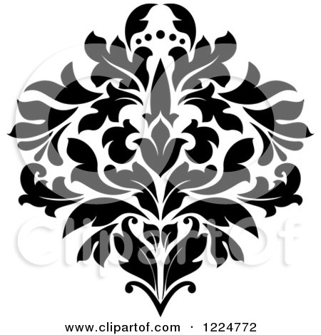 Clipart of a Black and White Floral Damask Design 30 - Royalty Free Vector Illustration by Vector Tradition SM