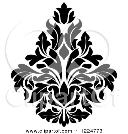 Clipart of a Black and White Floral Damask Design 31 - Royalty Free Vector Illustration by Vector Tradition SM