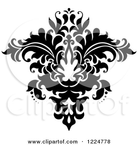 Clipart of a Black and White Floral Damask Design 26 - Royalty Free Vector Illustration by Vector Tradition SM