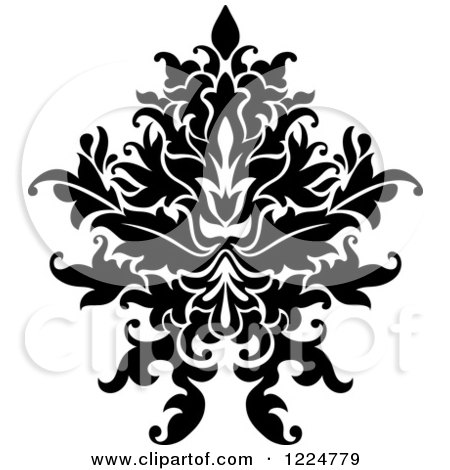 Clipart of a Black and White Floral Damask Design 27 - Royalty Free Vector Illustration by Vector Tradition SM