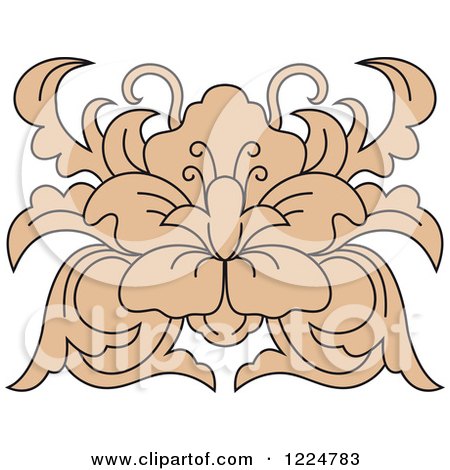 Clipart of a Tan Floral Damask Design - Royalty Free Vector Illustration by Vector Tradition SM