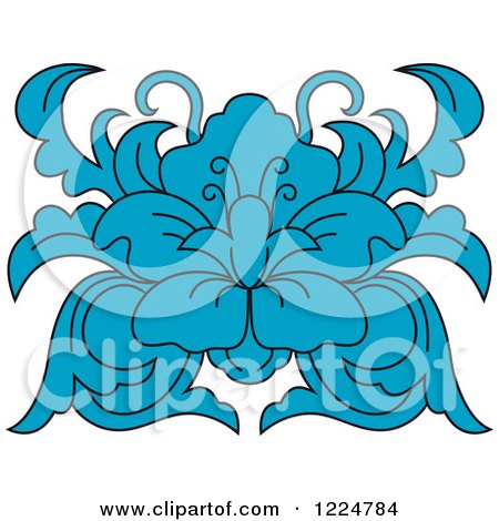 Clipart of a Blue Floral Damask Design - Royalty Free Vector Illustration by Vector Tradition SM