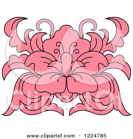 Clipart of a Pink Floral Damask Design - Royalty Free Vector Illustration by Vector Tradition SM