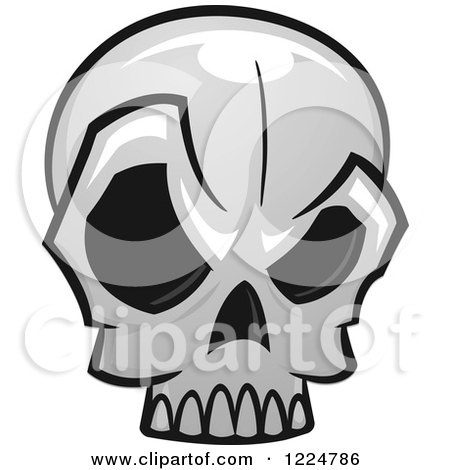 Clipart of a Grayscale Monster Skull 13 - Royalty Free Vector Illustration by Vector Tradition SM