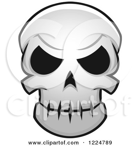 Clipart of a Grayscale Monster Skull 10 - Royalty Free Vector Illustration by Vector Tradition SM