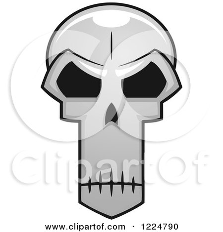 Clipart of a Grayscale Monster Skull 11 - Royalty Free Vector Illustration by Vector Tradition SM