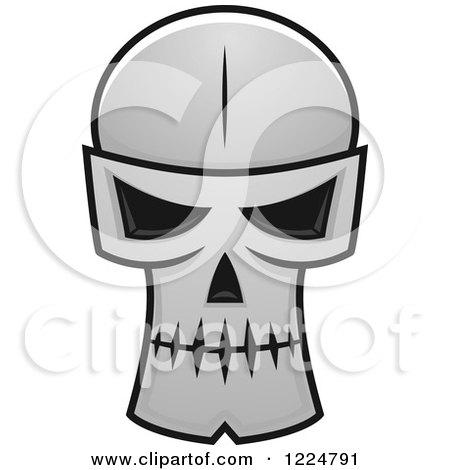 Clipart of a Grayscale Monster Skull 12 - Royalty Free Vector Illustration by Vector Tradition SM