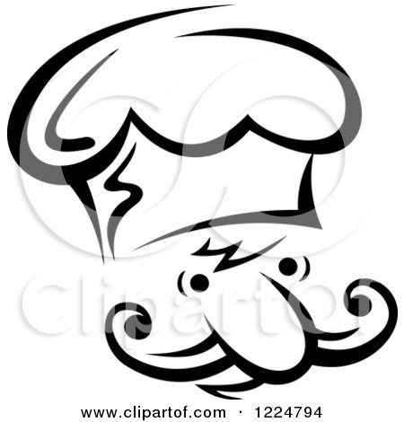Clipart of a Happy Black and White Male Chef Wearing a Toque Hat 2 - Royalty Free Vector Illustration by Vector Tradition SM