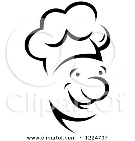 Clipart of a Happy Black and White Male Chef Wearing a Toque Hat 5 - Royalty Free Vector Illustration by Vector Tradition SM