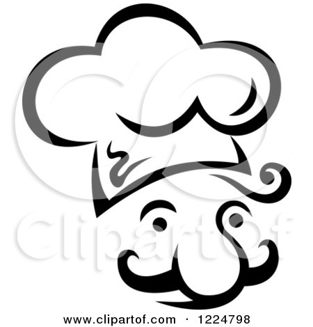 Clipart of a Happy Black and White Male Chef Wearing a Toque Hat 6 - Royalty Free Vector Illustration by Vector Tradition SM