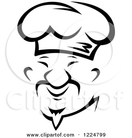 Clipart of a Happy Black and White Male Chef Wearing a Toque Hat 7 - Royalty Free Vector Illustration by Vector Tradition SM