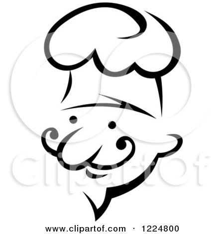Clipart of a Happy Black and White Male Chef Wearing a Toque Hat 8 - Royalty Free Vector Illustration by Vector Tradition SM