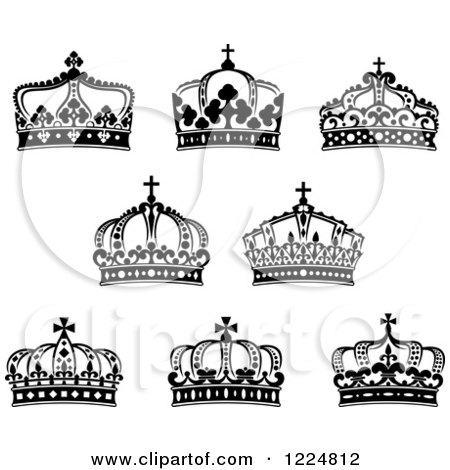 Clipart of Black and White Crowns 7 - Royalty Free Vector Illustration by Vector Tradition SM
