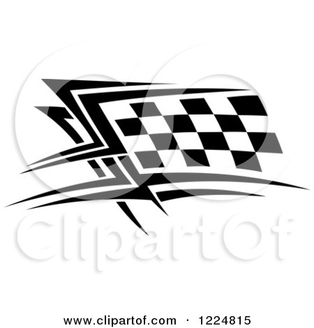 Clipart of a Black and White Checkered Tribal Racing Flag 5 - Royalty Free Vector Illustration by Vector Tradition SM
