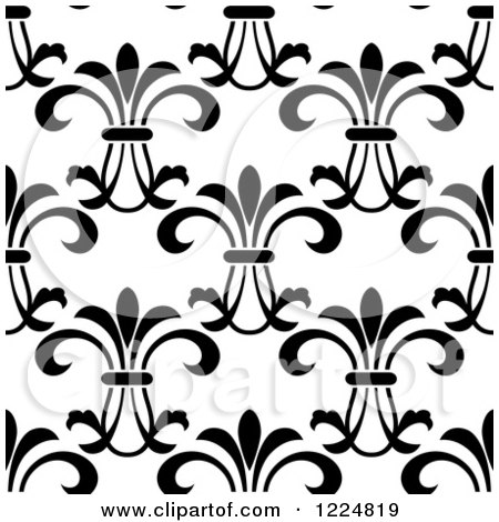 Clipart of a Seamless Background Pattern of Vintage Floral Scrolls - Royalty Free Vector Illustration by Vector Tradition SM