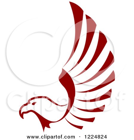 Clipart of a Maroon Eagle Lifting Its Wing - Royalty Free Vector Illustration by Vector Tradition SM
