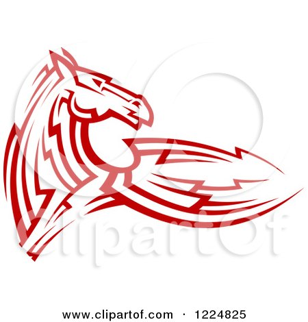 Clipart of a Red Tribal Horse 3 - Royalty Free Vector Illustration by Vector Tradition SM