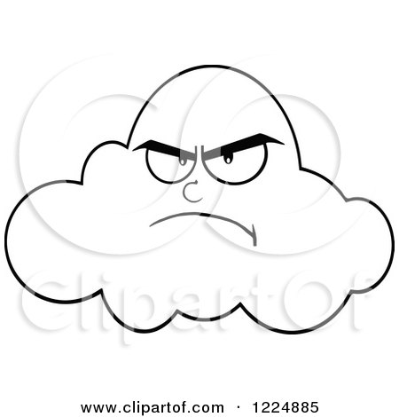 Clipart of a Grumpy Black and White Cloud Mascot - Royalty Free Vector Illustration by Hit Toon