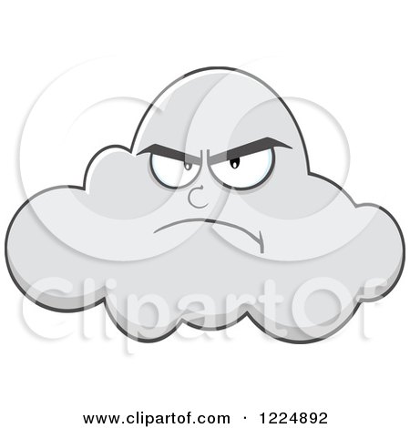 Clipart of a Grumpy Cloud Mascot - Royalty Free Vector Illustration by Hit Toon